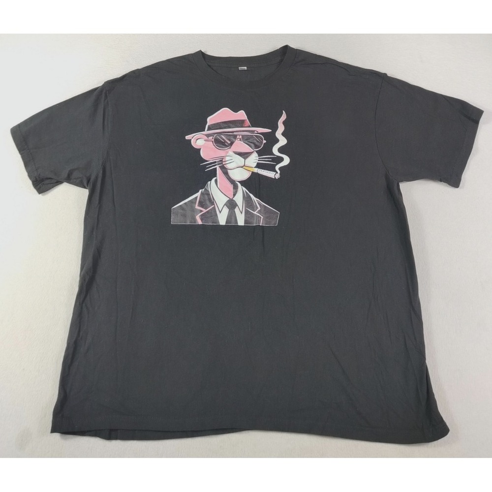 Pink Panther Smoking Suit Shirt‎ Mens 2XL Black Graphic Tee Zuni Sportswear